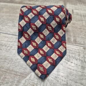 GIVENCHY Monsieur Necktie 100% SILK Blue Red Beige Geometric MADE IN ITALY Y2K